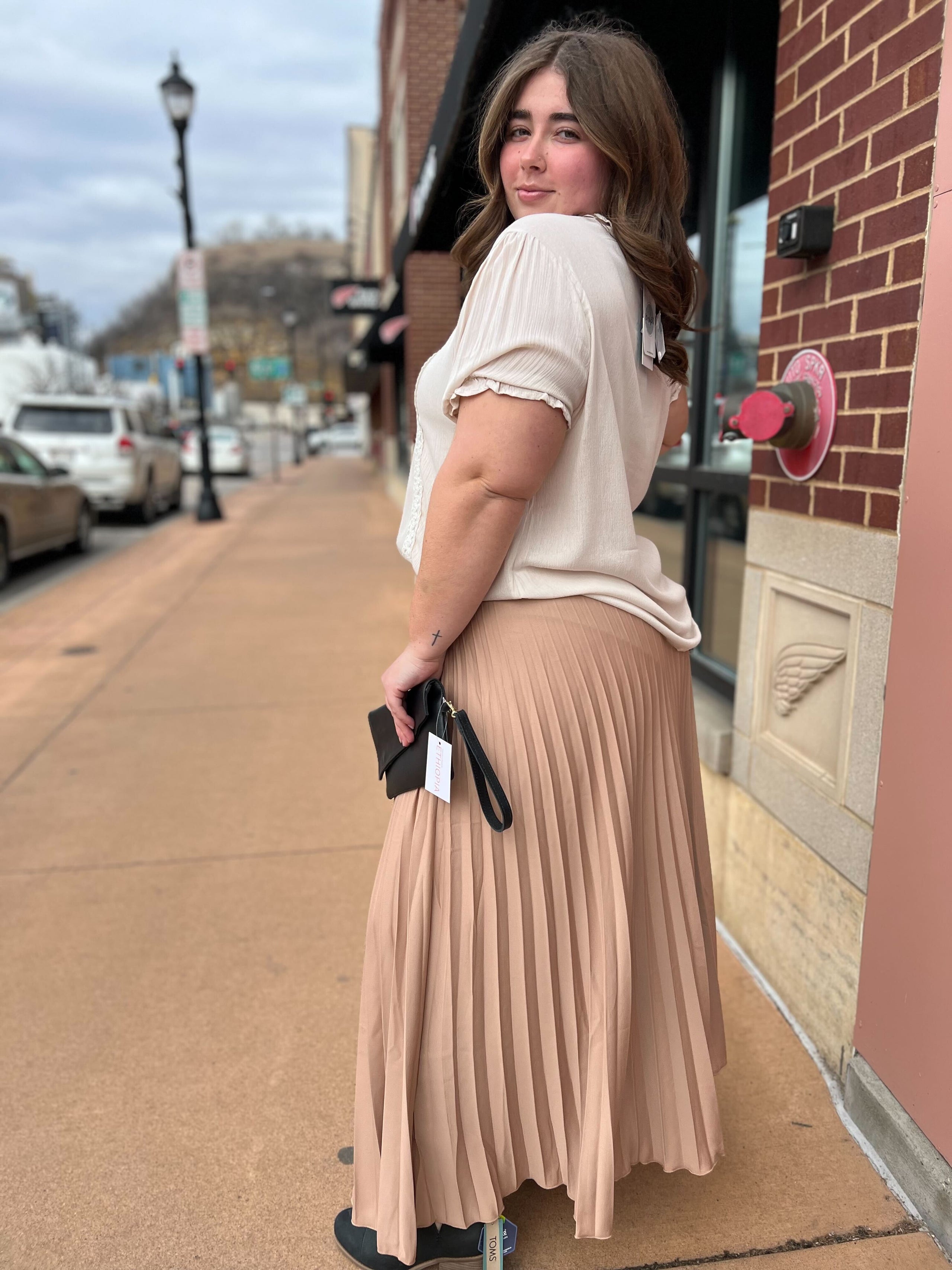 Pleated Tan Skirt